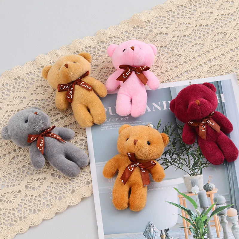 30pcs /lot Soft Stuffed Bear Toy Cute Cartoon Bear Plush Doll Keychain Bag Pendent DIY Decorative Doll Pendant Children Gift