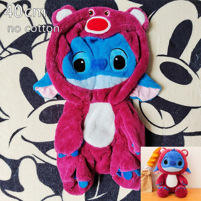 Kawaii Disney Lilo and Stitch Plush Toys Pikachu Anime Big Stich Lotso Doll Pillow Semi-finished Leather Holster Gift for Kids