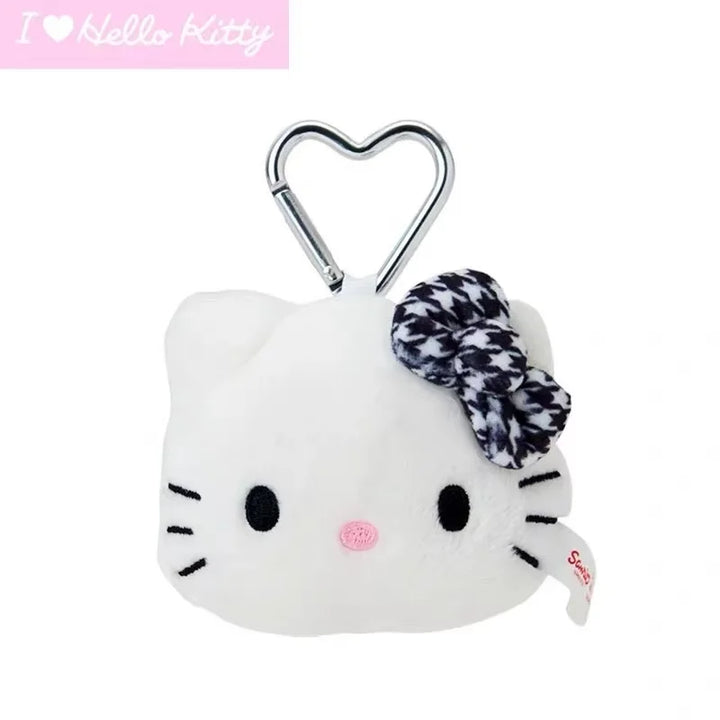 Sanrio Plush Toys Keychain Hello Kitty houndstooth heart Buckle Anime Kitty Cat Cute Bag Pendant Accessories Girl's Holiday Gift