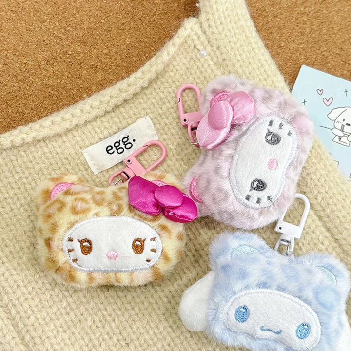 Sanrio Hello Kitty Leopard Print Cinnamoroll Plush Toy Backpack Pendant Cartoon Couple Keychain Accessories Friend Birthday Gift