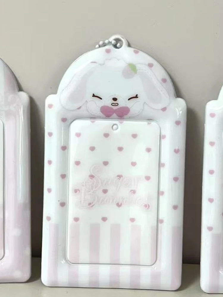 Kawaii Sanrio Sugarbunnies Id Card Holder Keychains New Anime Passport Cover Key Ring School Bus Bank Cards Bags Pendants Gifts
