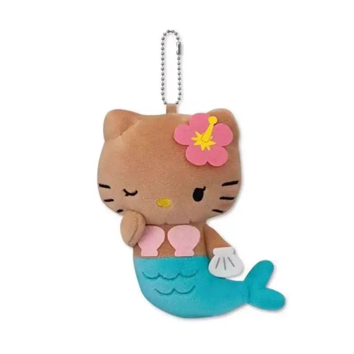 Kawaii Sanrio Hello Kitty Cartoon Creative Kt Mermaid Surfboard Plush Toys Backpack Pendant Accessories Keychain Birthday Gifts