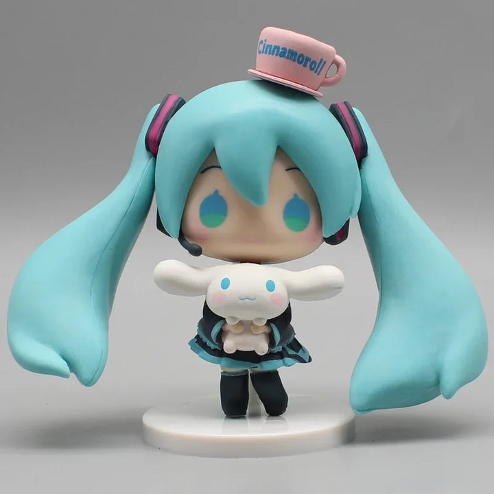 Anime Hatsune Miku Figure Miku With Cinnamoroll Figure Pvc Cute Statue Collection Model Q Doll Decoration Toy Birthday Gift