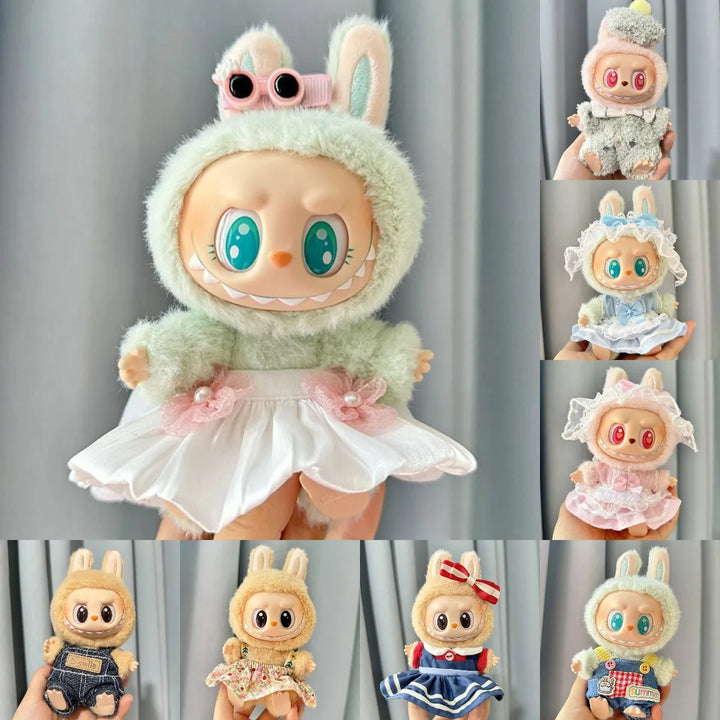 Cute Mini Plush Doll'S Clothes Korea Kpop Exo Labubu II Idol Dolls Jumpsuit Sitting Party Clothing Skirts Bib Pants Accessories