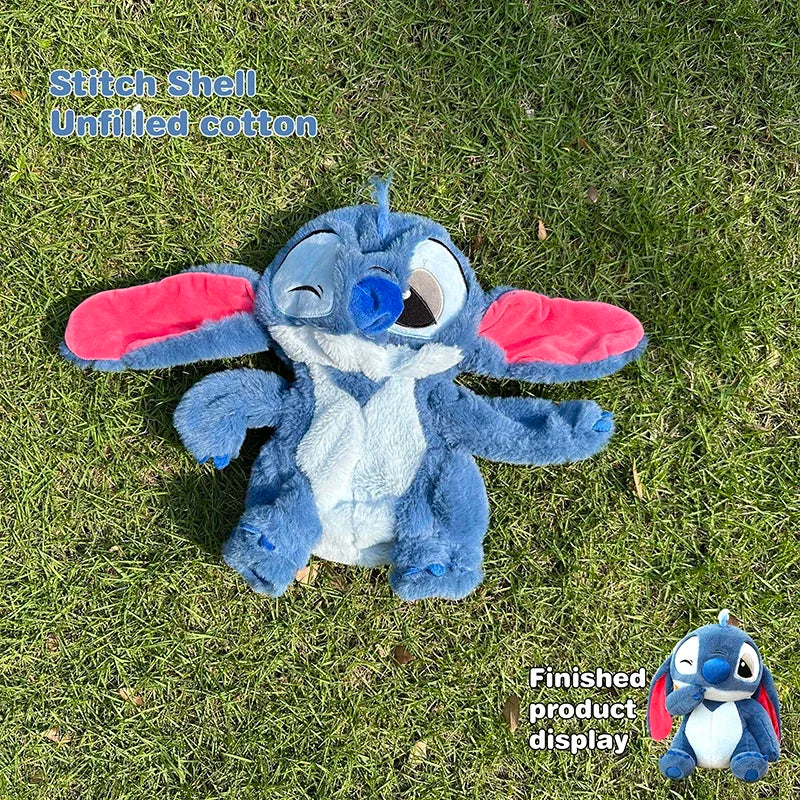 30/80cm Disney Lilo & Stitch Plush Toys Anime Plushie Leather Case Holster Cute Large Doll Not Stuffed Semi-finished Toys Gift
