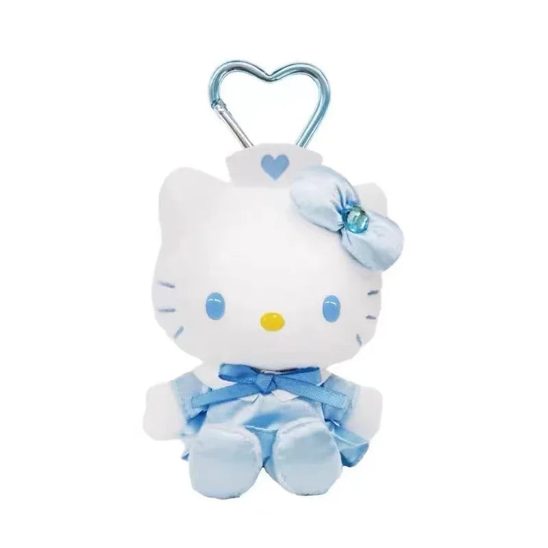 Sanrio Hello Kitty Angel Nurse Plush Toys Kawaii Telescopic Keychain Backpack Pendant Accessories Girls Festival Theme Gifts