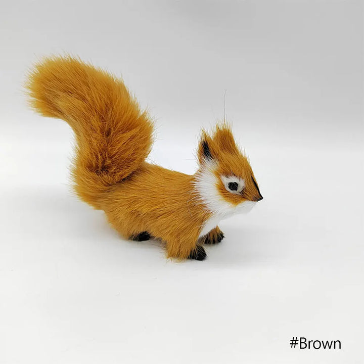 Cute Imitation Fox Ornaments Simulation Mini Squatting Squirrel Model Children Birthday Gifts Home Decor Plush Figures Craft