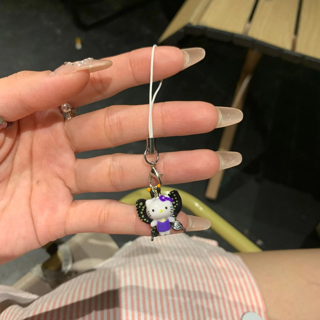 Kawaii Sanrio Hello Kitty Leopard Print Phone Case Keychain Bag Ccd Camera Pendant Creative Peripheral Holiday Gift Accessories