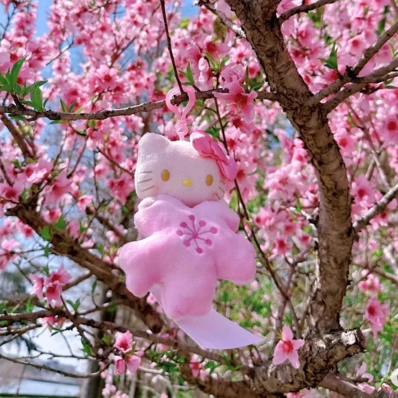 Sanrios Black Skin Cherry Blossom Series Plush Doll Pendant  Sakura Hello Kitty Plush Toys Kawaii Keychain Backpack Pendant gift