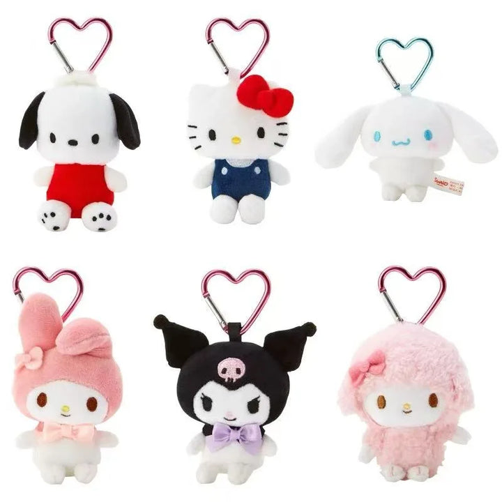 8cm Sanrios Hello Kitty plush keychains Kuromi My Sweet Piano Bag Charm Cinnamoroll mini MY Melody bag Pendant Decoration Gift