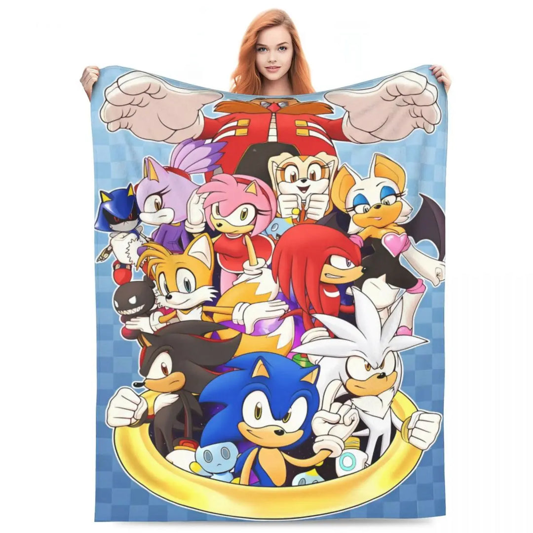 S-Sonic Game Friends Blanket Travel Office Flannel Throw Blanket For Home Decor Soft Warm Customized Quality Bedspread Gift