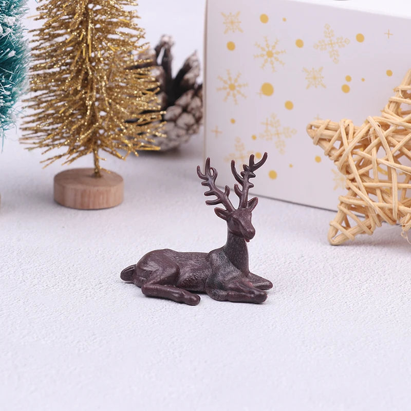 Miniature Dollhouse Deer Statue Christmas Elk Ornaments Dollhouse Decoration Accessories