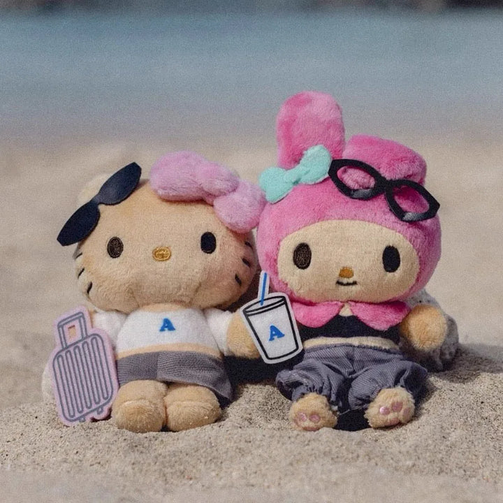 Kawaii Sanrio Black Skin Hello Kitty Luggage Plush Toys Backpack Keychain Cartoon Peripheral Doll Girls Birthday Creative Gift