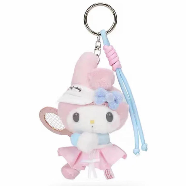 Kawaii Sanrio Hello Kitty Cinnamoroll Cartoon Plush Toys Tennis Backpack Keychain My Melody Soft Stuffed Doll Girl Birthday Gift