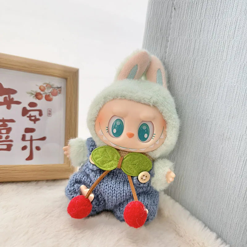 17cm Labubu Idol Doll Plush Doll Hand Hook Knitted Strap Skirt Pants No Doll Clothing Accessories Korean Kpop Exo Girl Gift