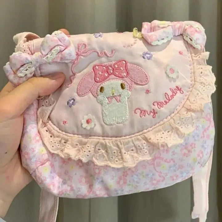 Newest Kawaii Japanese My Melody Sanrio Sweet and Cute Girl Heart One Shoulder Crossbody Bag Decorative Birthday Gift for Girl