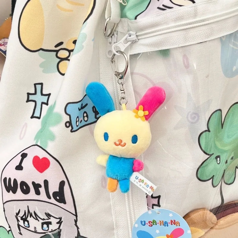 Sanrios cute hello kitty Usahana plush Keychain Rabbit Bunny Keyring Kawaii my melody bag Pendant Cartoon Doll Toy Girl's Gift