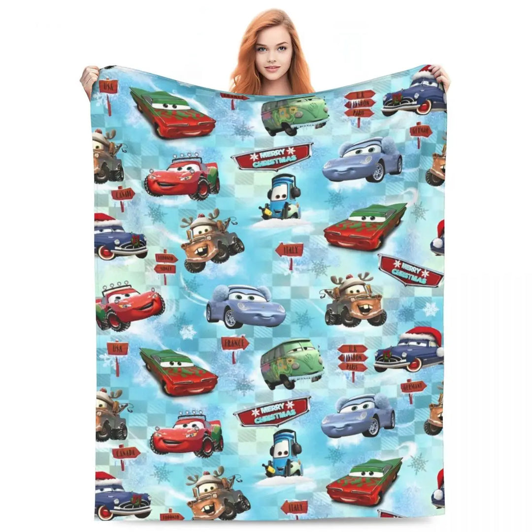 Life Is A Highway Lightning McQueen Flannel Blankets Cars Funny Throw Blankets for Bed Sofa Couch 200x150cm Rug Piece