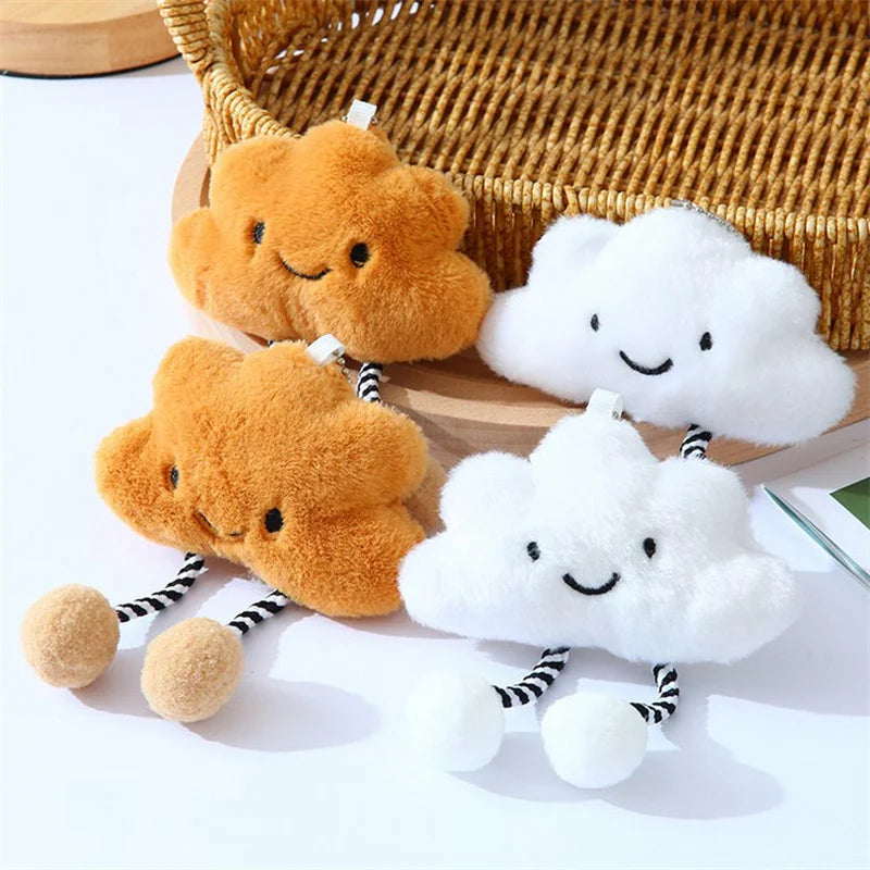 1Pcs Cute Plush White Cloud Stuffed Doll Toy Pendant Keychain Backpack Hangings Charms Car Keyring Decoration Gifts