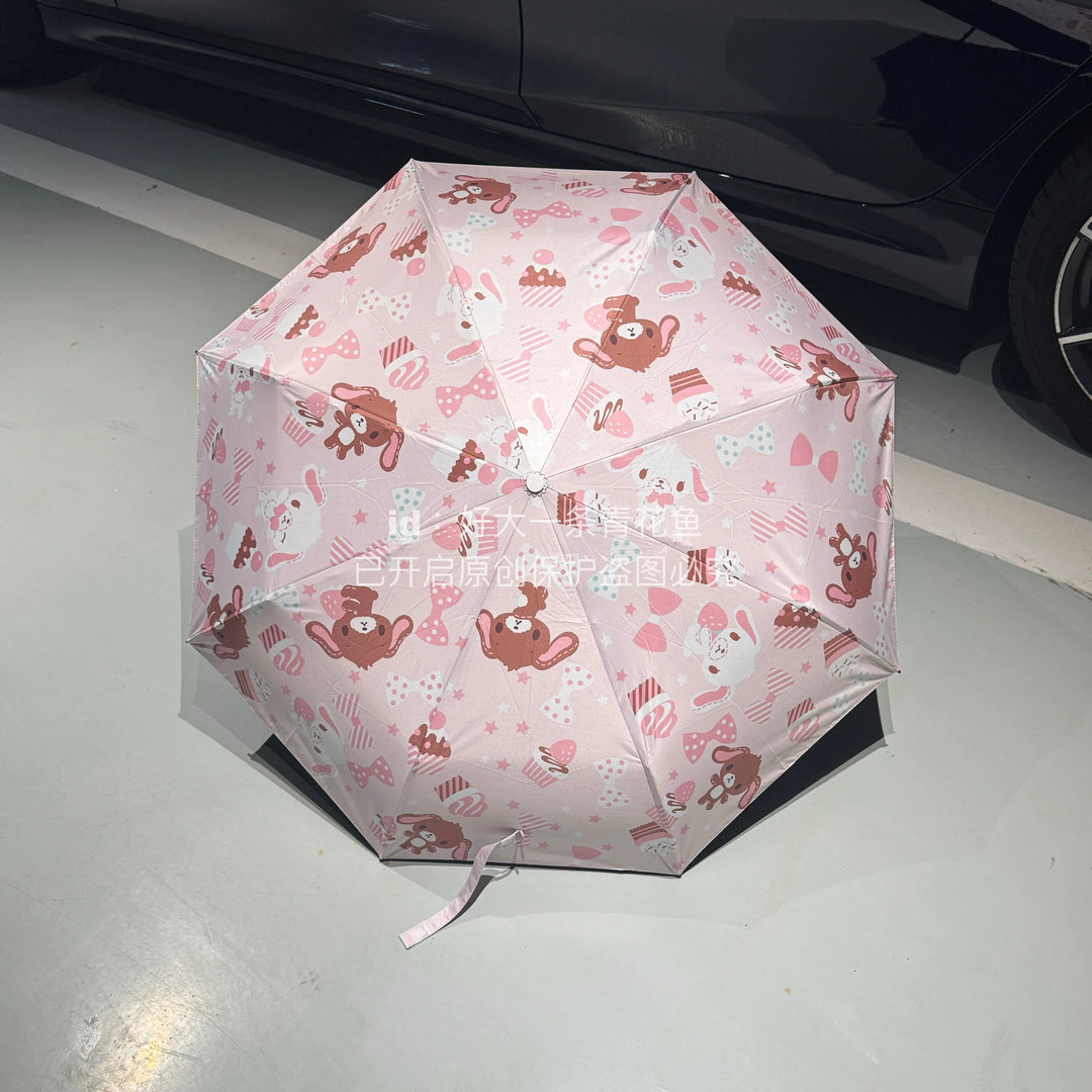 Kawaii Sanrio Sugarbunnies Umbrella Folding Umbrella Rain Or Shine With Thick And Durable Keel Umbrella Uv Resistant Umbrella