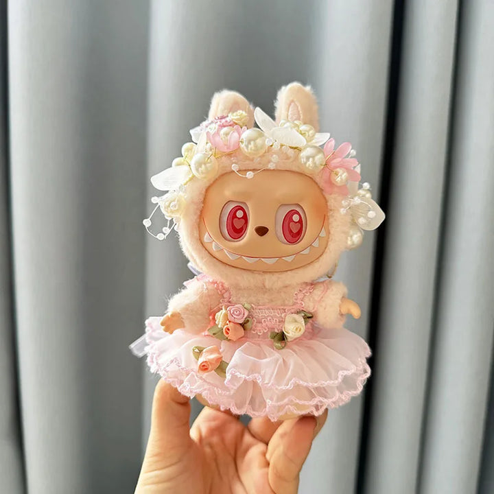 17cm Labubu Idol Dolls Plush Doll'S Strawberry Skirt Cute Clothing Hoodie No Doll Outfit Accessories Korea Kpop Exo Girls Gift