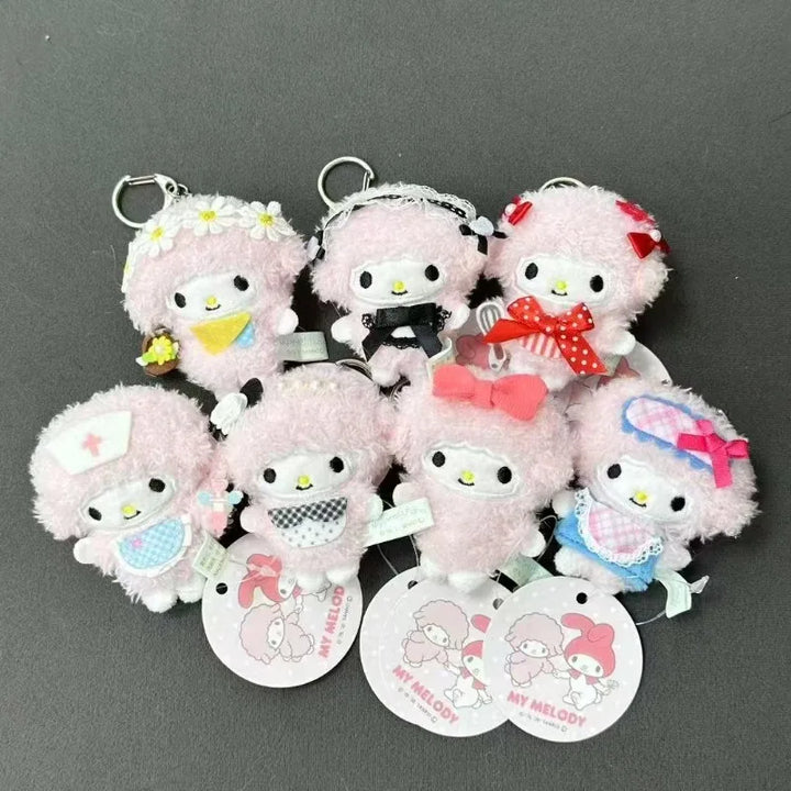 NEW Ctue My Melody Plushies My Sweet Piano Plush Keychain Sweet bowknot nurse Sanrio Piano Sheep Plush doll Keyring Bag Pendant