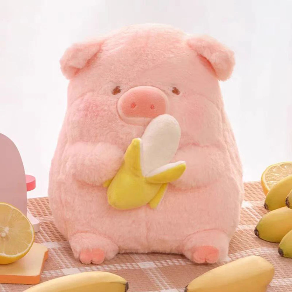 Kawaii Lulu Pig Plush Toys With Toast Bread Around Neck Piggish Pink Piglet Stuffed Animal High Quality Pig Soft Dolls Cute Gift