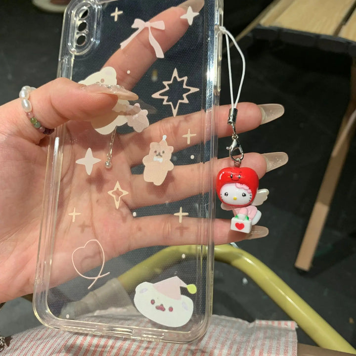 Kawaii Sanrio Hello Kitty Leopard Print Phone Case Keychain Bag Ccd Camera Pendant Creative Peripheral Holiday Gift Accessories