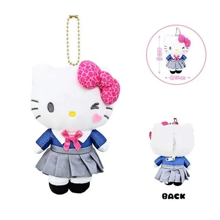 Sanrio Black Skin Hello Kitty Plush Toys Kawaii Backpack Pendant Keychain Stuffed Doll Coin Purse Wallet Decorative Girls Gift