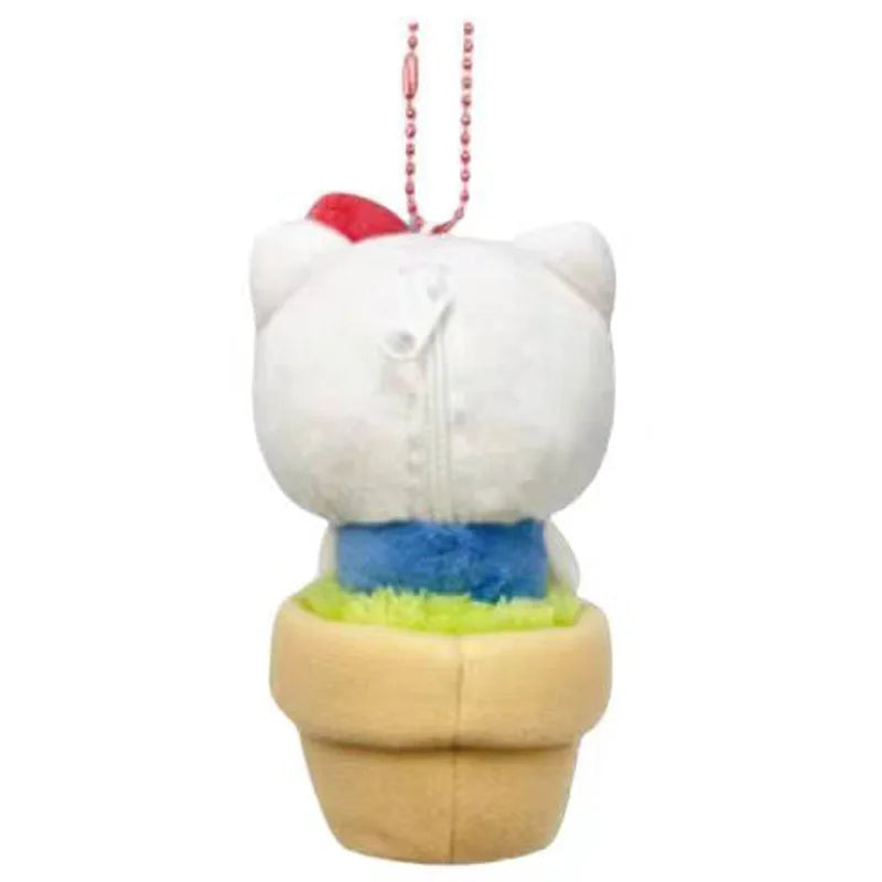 Kawaii Sanrio Hello Kitty My Melody Flower Pot Doll Plush Toys Backpack Keychain Coin Purse Wallet Girl Birthday Creative Gift