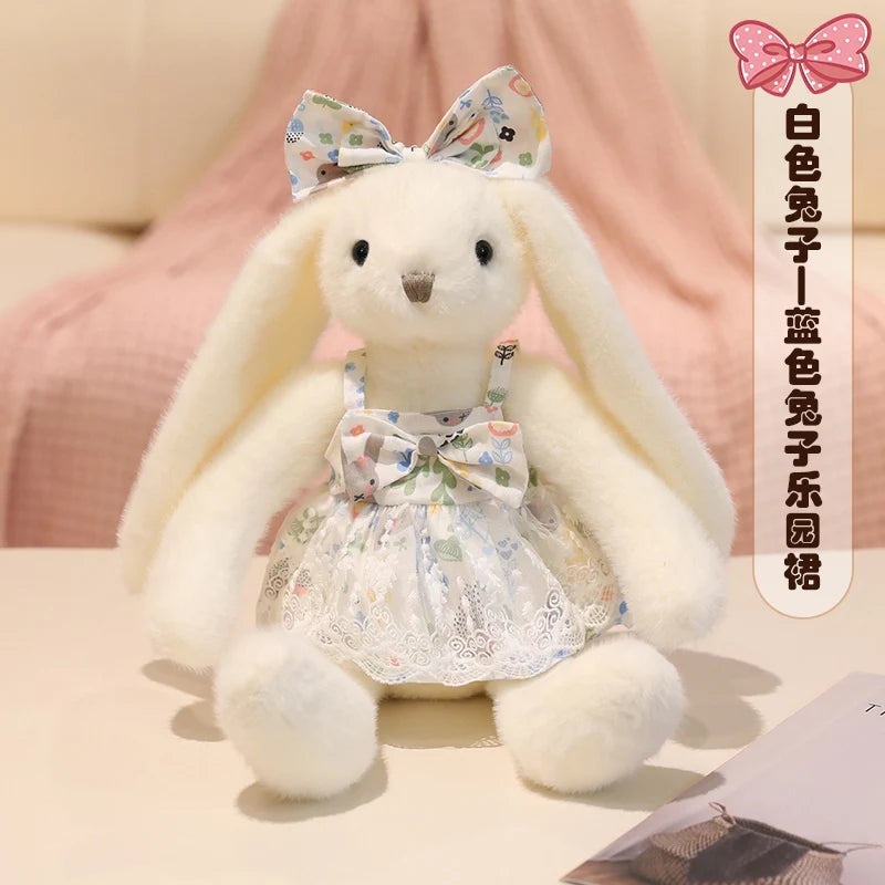Garden Rabbit Plush Toys In Floral Dresses Princess Bunny Wearing Bows Kawaii Birthday Presents Christmas Gifts For Girl Friend
