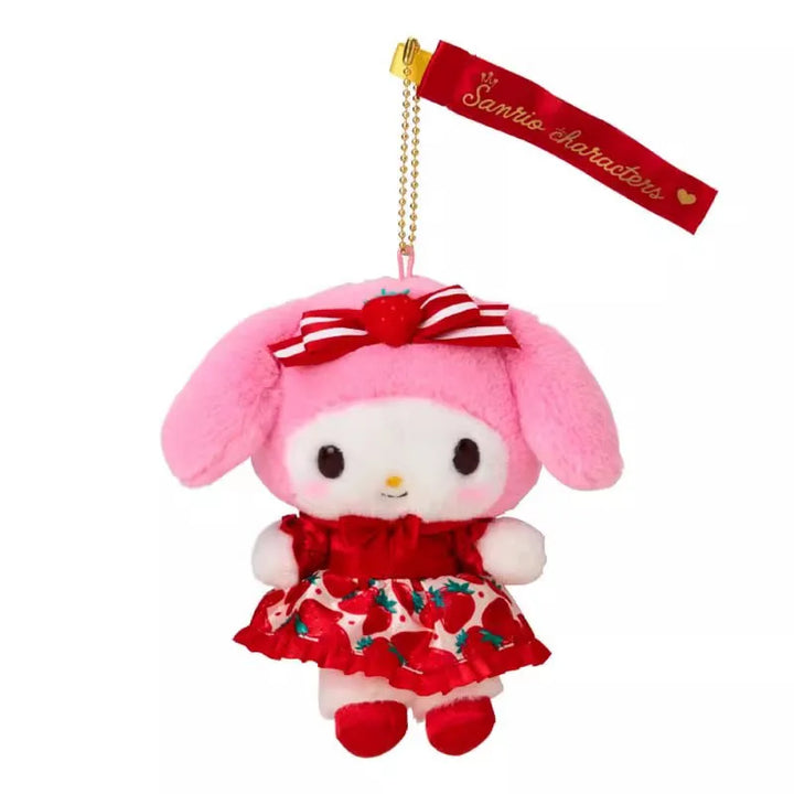 Sanrio Cute Strawberry News 50th Anniversary Hello Kitty Plush Keychain Kuromi My Melody Plush Doll Pendant Bag Pendant Gift