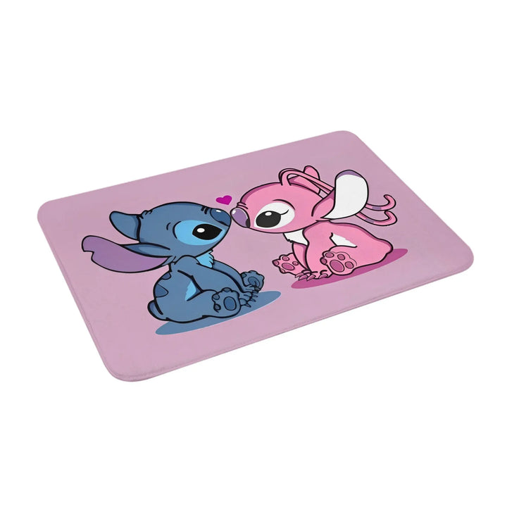 Cartoon Stitch and Angel Bathroom Rugs Mat Extra Soft and Absorbent  Bath Rugs Mats Carpet Non-Slip for Shower Tub