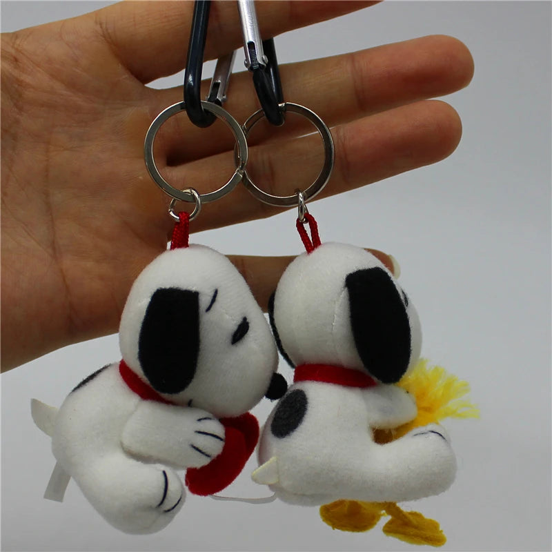 1piece 6CM Cute high quality Peanuts Snoopy Plush pendant toys Snoopy dog Woodstock  KEY CHAIN animal toys