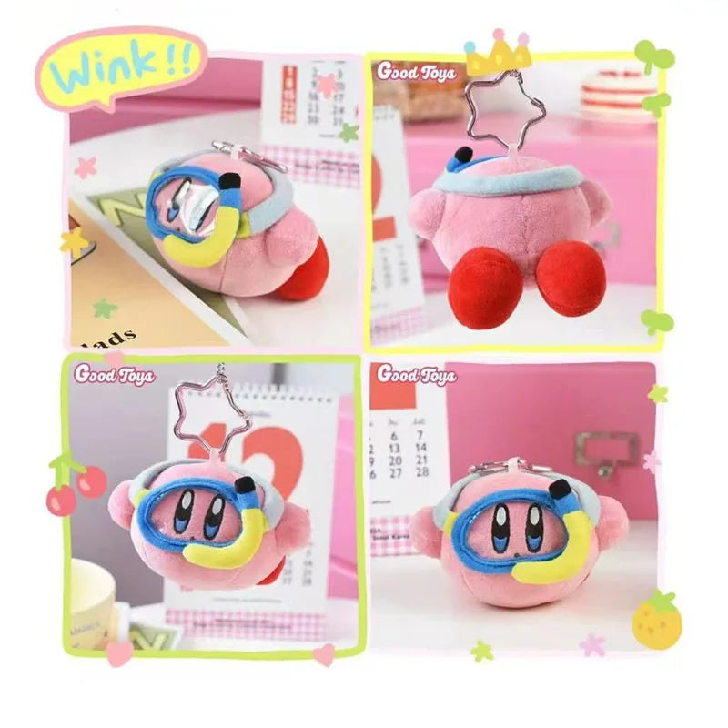 Anime Cartoon Diving Star Kirby Stuffed Doll Toy Swimming Kirby Plush Keychain Decoration Accessories Kawaii Pendant Great Gift