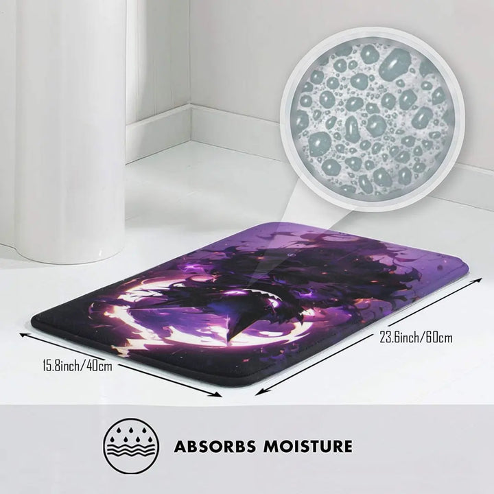 Cartoon Dark Night Gengar Memory Foam Bath Mat Rug Non-Slip Pokemon Bathroom Floor Rugs Carpet For Bath Entrance Door Doormat