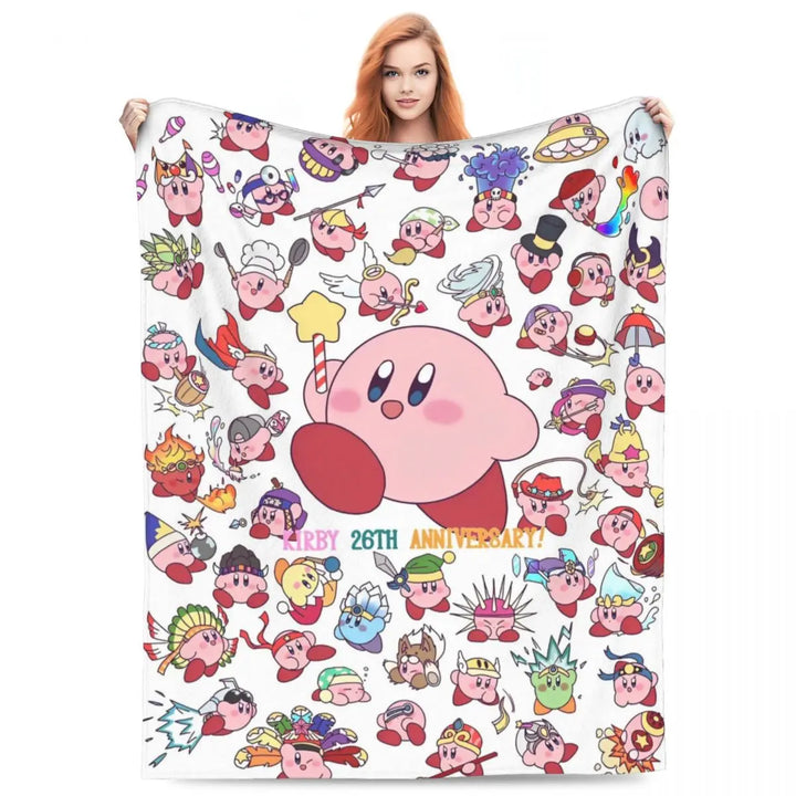Video Games Knitted Blankets Coral Fleece Plush Kawaii Kirbyys Lightweight Thin Throw Blankets for Home Couch Bedspread