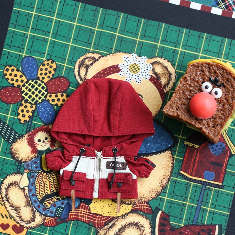 Clothes for 1st/2nd/3rd Gen Labubu Outfits Army Green Hoodie Set with Colorful Headphones Canvas Shoes & Glasses Doll Clothes