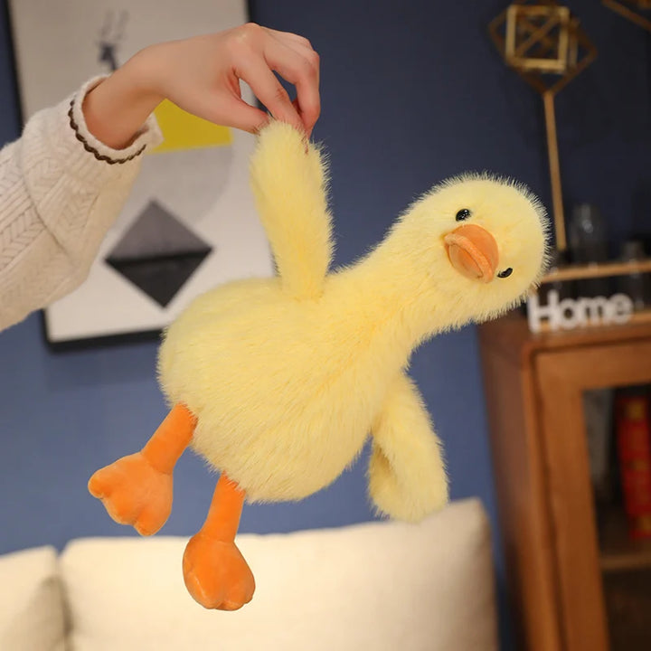 34/45cm Simulation Duck Plush Toy Lifelike Yellow Duck Plushies White Black Long Hair Animal Doll Boys Girls Sleeping Gift
