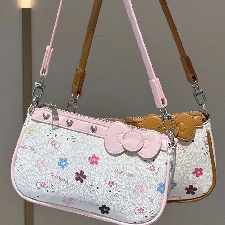 Sanrio Hellokitty Shoulder Bag Cartoon Print Handbag  Large Capacity Shoulder Bag For Women Fashion Underarm Bag Holiday Gifts