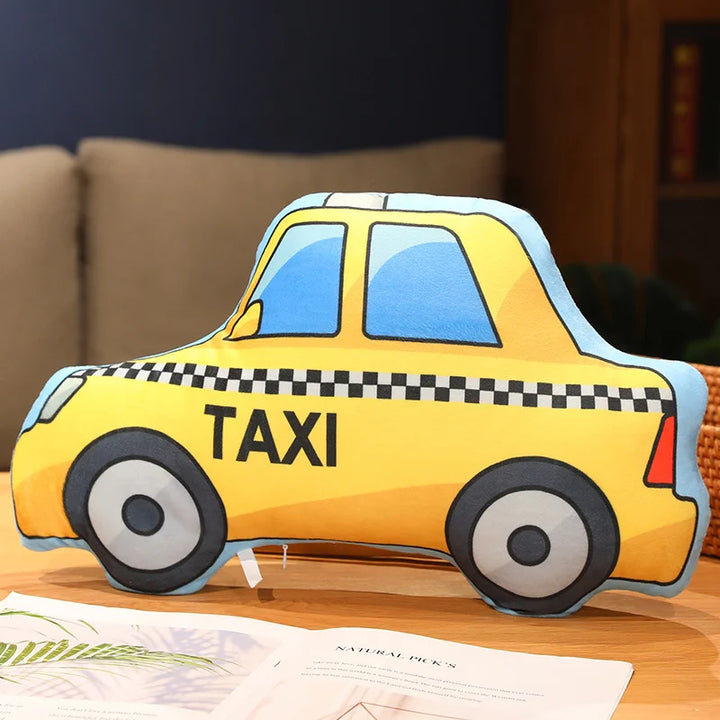 Cartoon Vehicles Plushies Car Fire Truck Excavator Motor Plane Plush Toys Stuffed Doll Pillows Cushion Gifts for Kids Home Decor