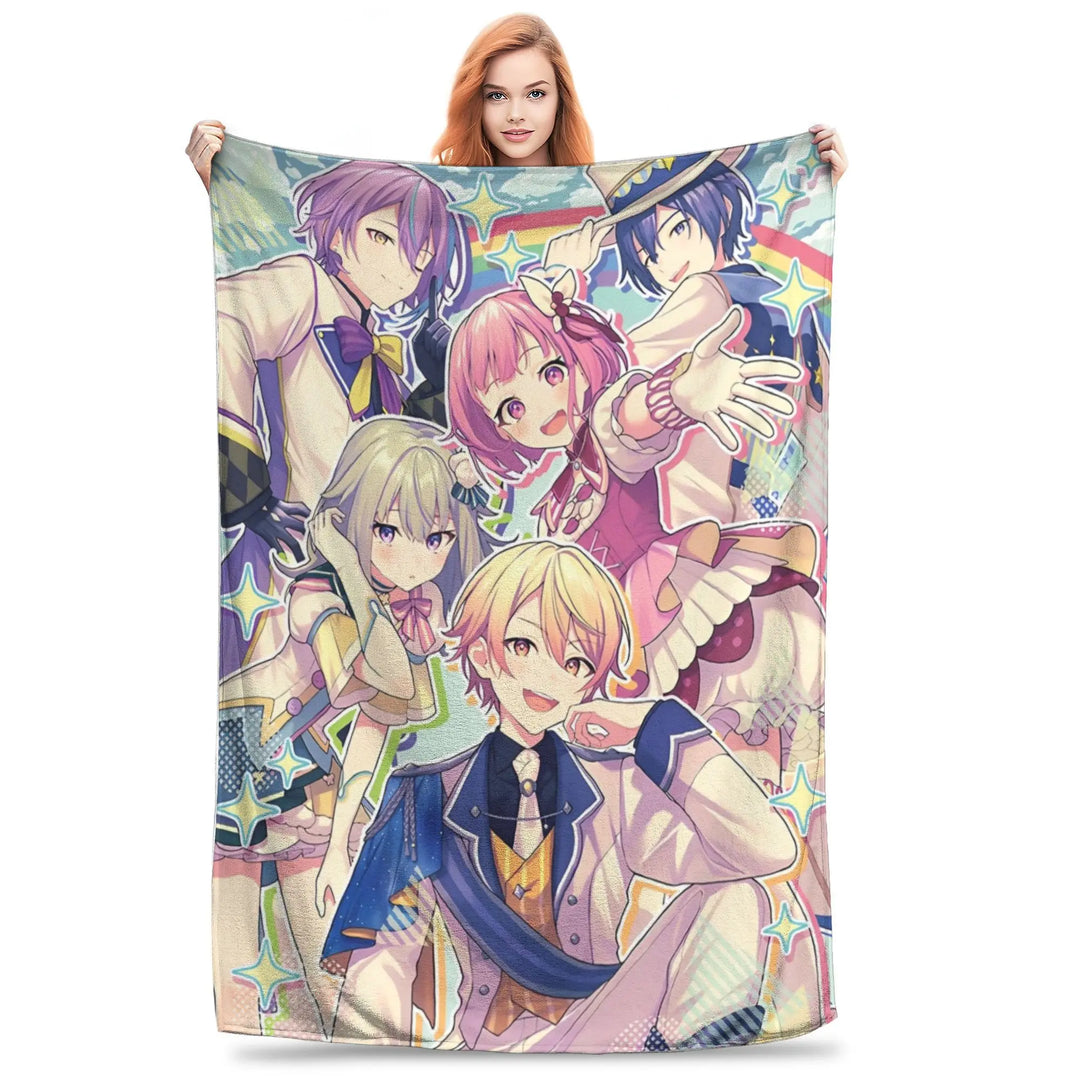 Project Sekai Fleece Blankets  Awesome Throw Blankets for Home Hotel Sofa  125*100cm Quilt