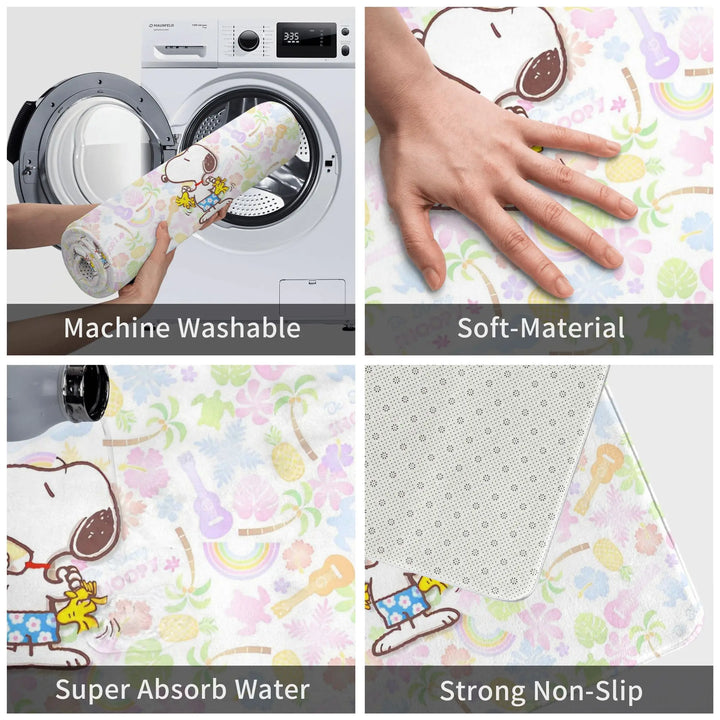 Snoopy Summer Time Bathroom Rugs Mat Quick Dry  Bath Rugs Mats Carpet Non-Slip for Entrance Door Doormat