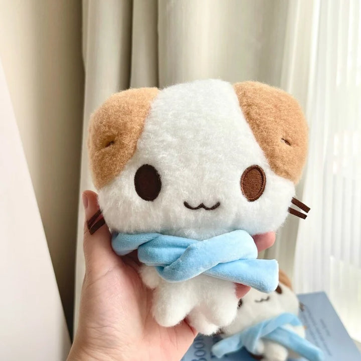 15cm Kawaii  Masyumaro Fluffy Fuwa Nyanko Cat Plush Doll Keychain Sanrios Cartoon marshmallow scarf Cat Keyring Bag Pendant gift