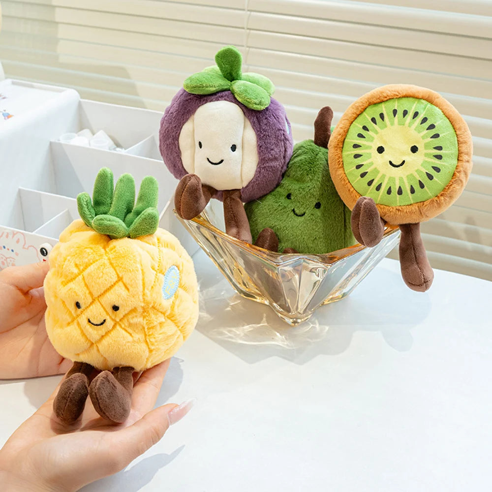 Cartoon Kiwi Fruit Plush Toys Squishy Mangosteen Soft Dolls Pineapple Durian Stuffed Toys Watermelon Plushie Pitaya Pear Orange