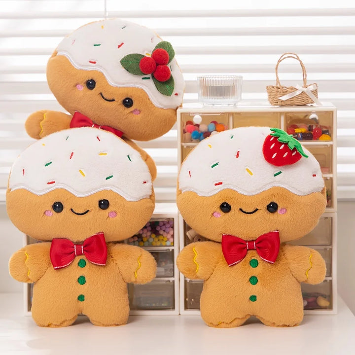 Kawaii Christmas Gingerbread Man Plush Toy Soft Gingerbread Man Plushie Baby Kids Christmas Gift Festival Decoration