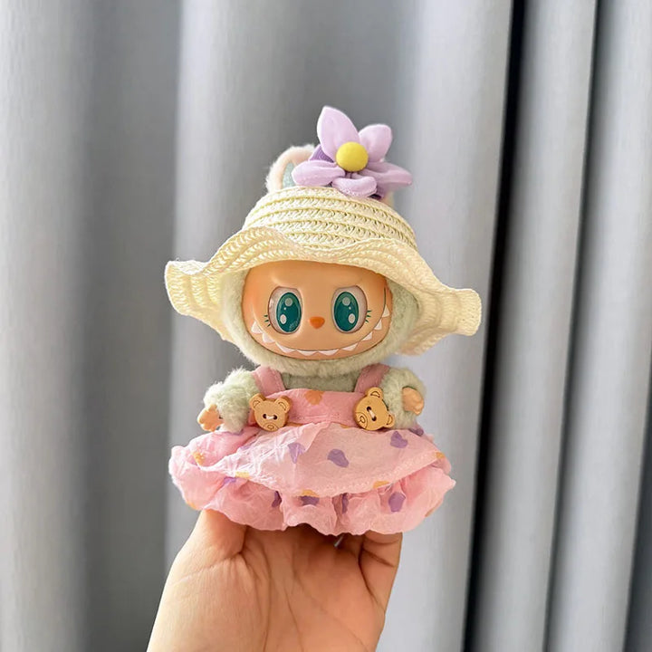 17cm Labubu Idol Dolls Plush Doll'S Strawberry Skirt Cute Clothing Hoodie No Doll Outfit Accessories Korea Kpop Exo Girls Gift