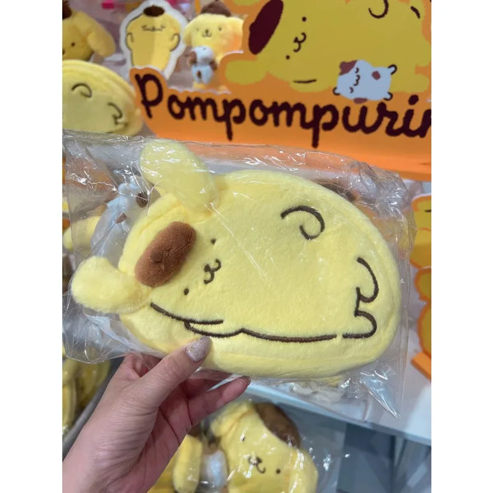 Sanrios Pompom Purin Plush pencil bag Kawaii  Masyumaro Fluffy Pen Bag Cartoon Muffin Cat Doll Toy Bag Pendant Coin Purse gift