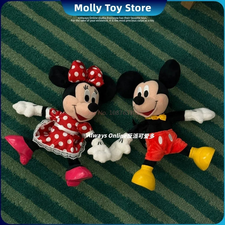 Disney Mickey Minnie Plush Doll Toy With Skeleton Stand And Sit Ornaments Joint Movable Plush Doll Room Home Decor Gifs