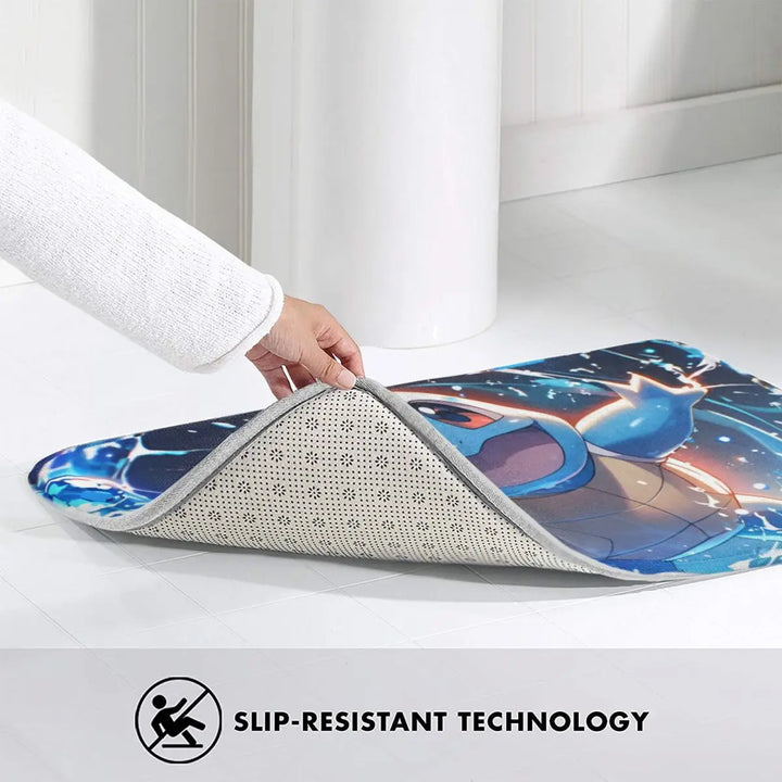 Cute Cartoon Squirtle Memory Foam Bathroom Rugs Ultra Soft Non-Slip Pokemon Carpet Bath Mat Water Absorbent for Entrance